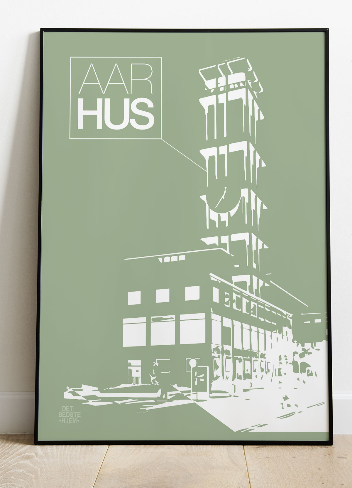 Aarhus-plakat Med Rådhustårnet Stor  Grøn  21   29    A4     199 -