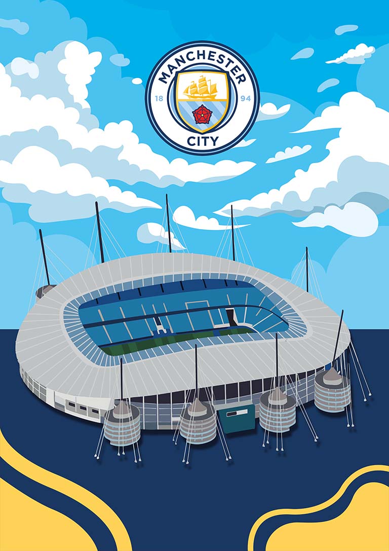 City   Manchester Stadium Fodbold Plakat
