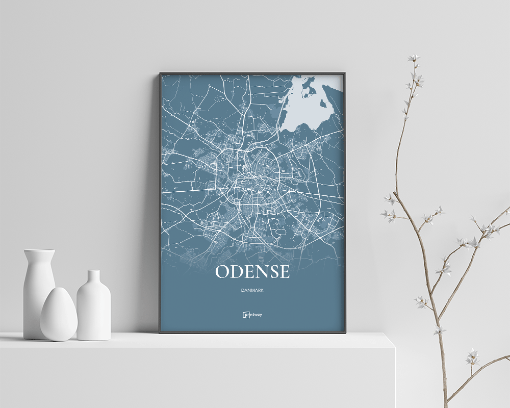 Odense Plakaten Fuldt Kort Havblå 21 30    A4