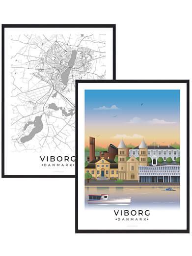 Viborg Byplakat Sæt - 30x40 cm