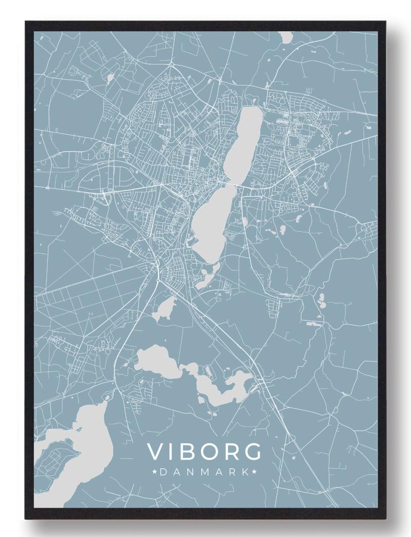 Viborg Plakat i Lyseblå - A4 Størrelse 21x29,7 cm