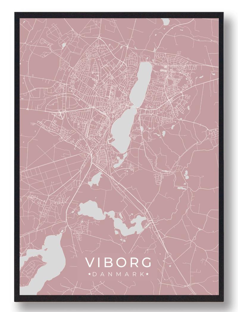 Viborg Plakat i Rosa - A4 Størrelse 21x29,7 cm