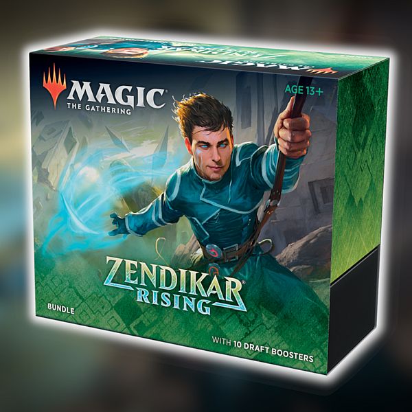 Zendikar Rising Bundle  Fat Pack  10 Draft Boosters  Terning  Promokort  40 Lande  20 Foil