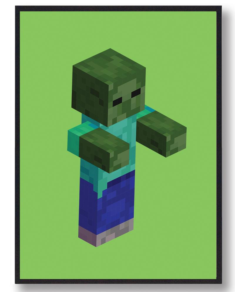 Zombie Grøn Minecraft Gamerplakater  Størrelse:   21x29 7cm  A4