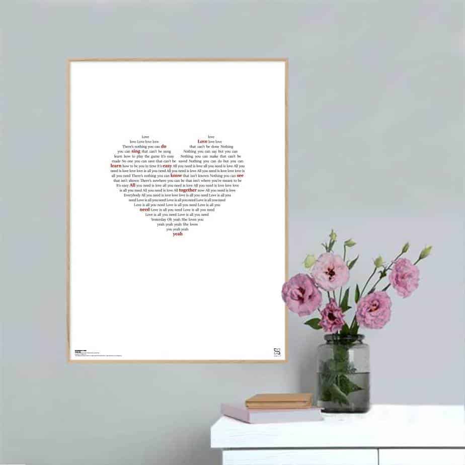 All You Need   Love The Beatles Songshape Poster 21   30     Small   Lodret
